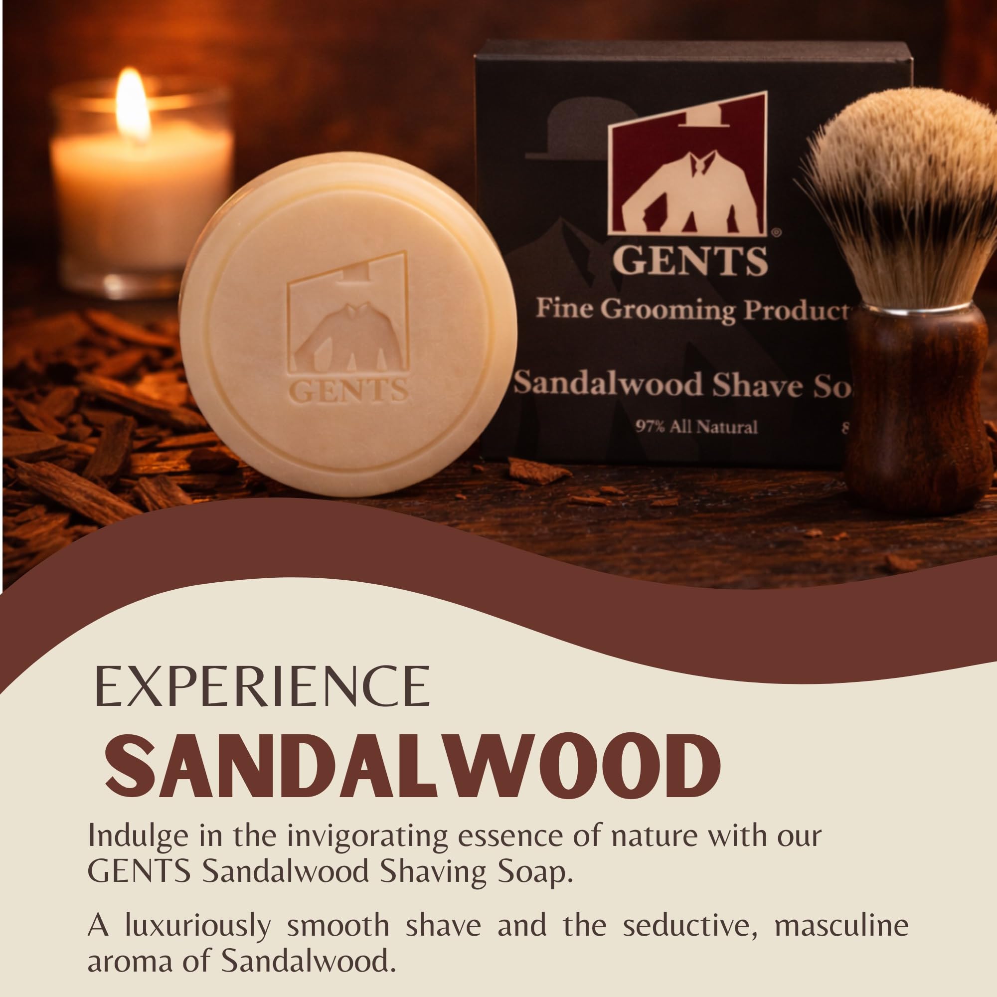 G.B.S Bay Rum shaving soap round close-up with spiced aroma for post-shave freshness