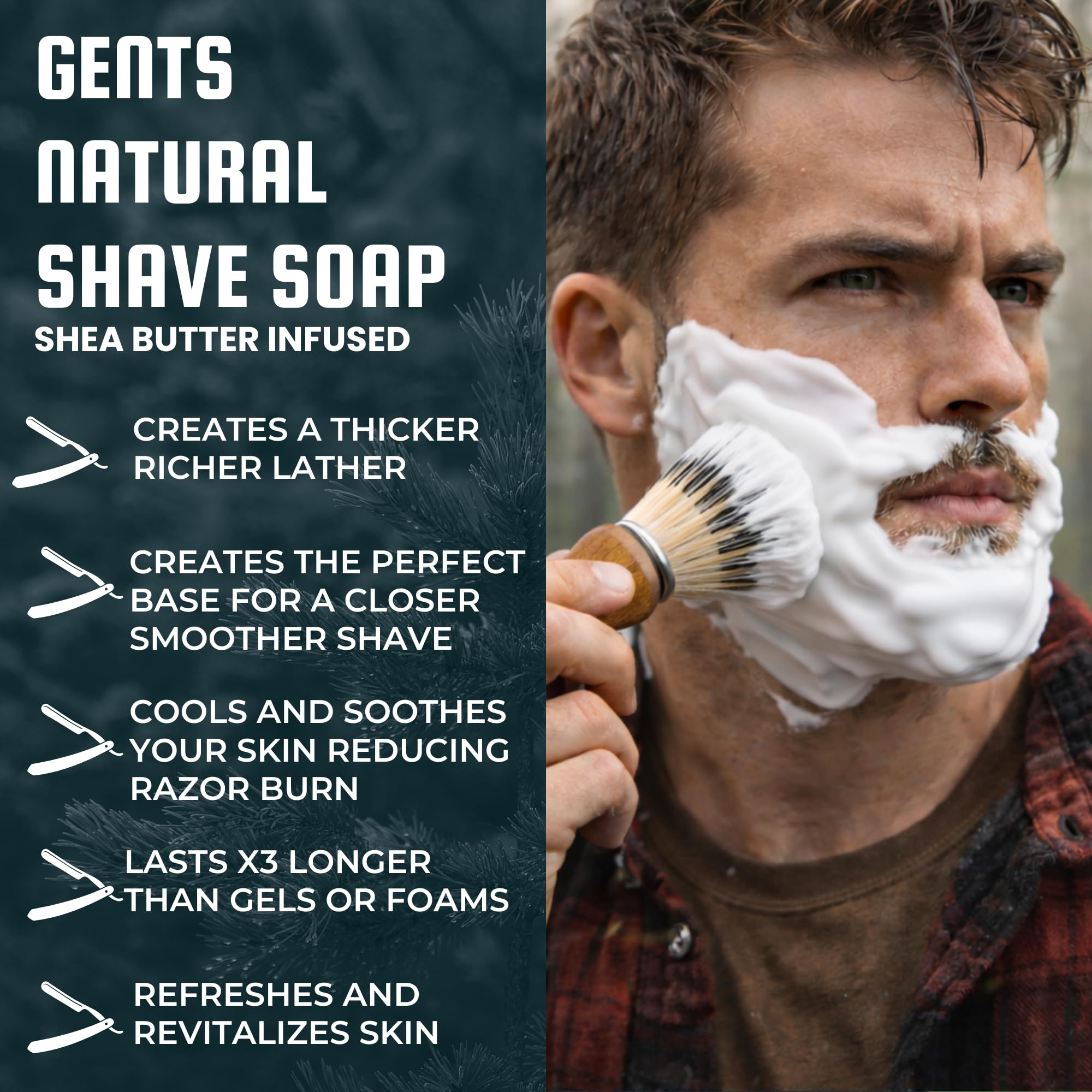 G.B.S shaving soap set up with shaving brush ready for daily use
