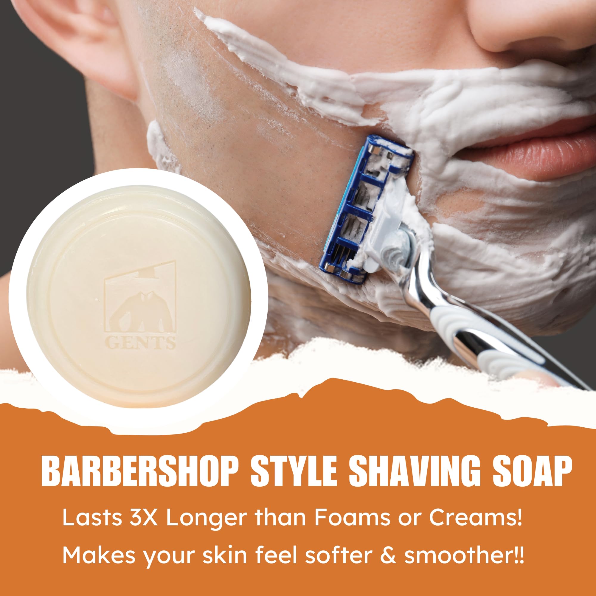 G.B.S shaving soap 3 oz puck displayed for long-lasting shaves
