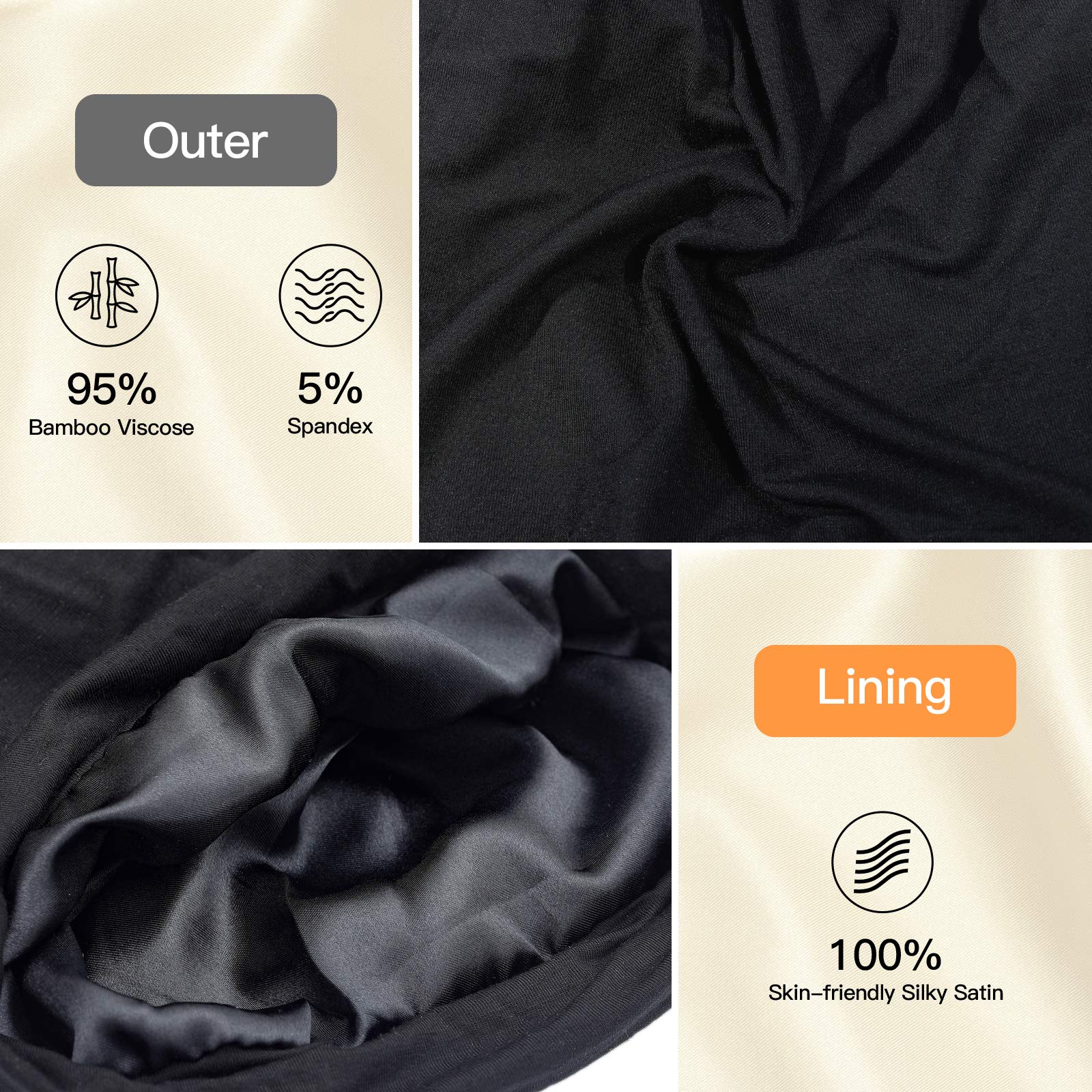 GB Selected Silk Satin Lined Bonnet adjustable band keeps cap secure.