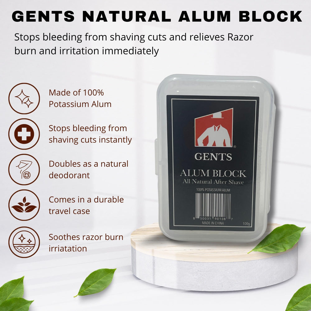 GBS Gents Alum Block travel case in bathroom setting for quick use.