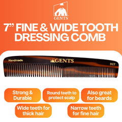 G.B.S GENTS fine-tooth close-up shows smooth teeth for gentle scalp comfort.