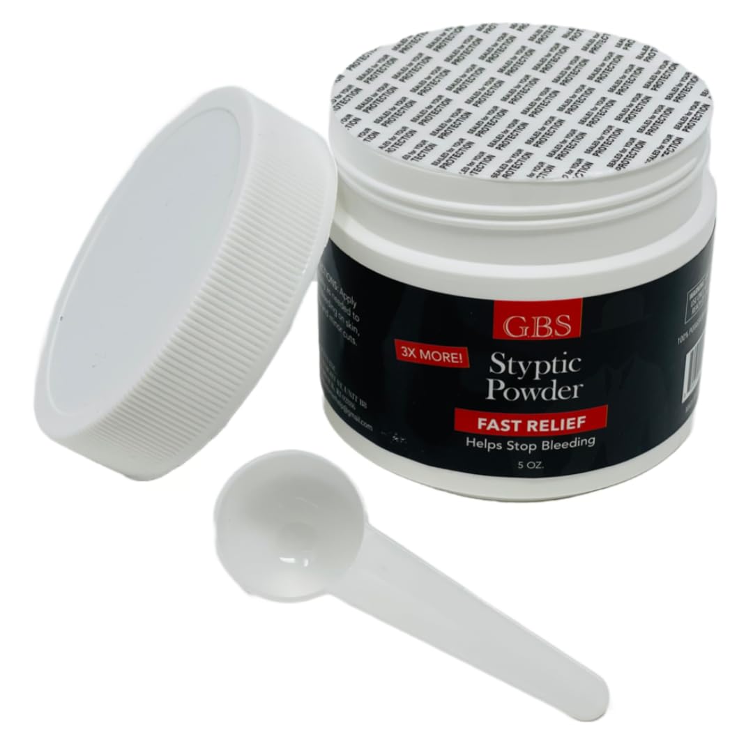 G.B.S Gents Styptic Powder bottle with quick minor-bleed control for shaving.