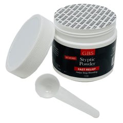 G.B.S Gents Styptic Powder bottle with quick minor-bleed control for shaving.
