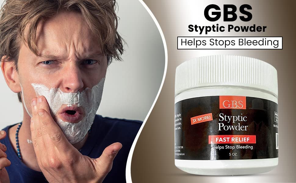 G.B.S Gents Styptic Powder handling kitchen mishaps and minor cuts.