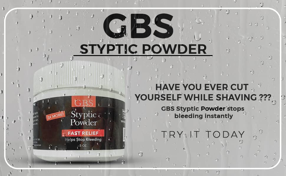 G.B.S Gents Styptic Powder ready for nosebleeds and minor bleeds.