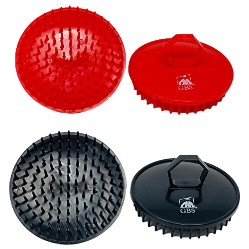 G.B.S soft black scalp massager brush close-up for comfortable use.