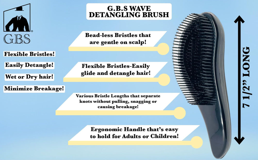 GBS Wave Detangling Brush product distribution across sections for even coverage
