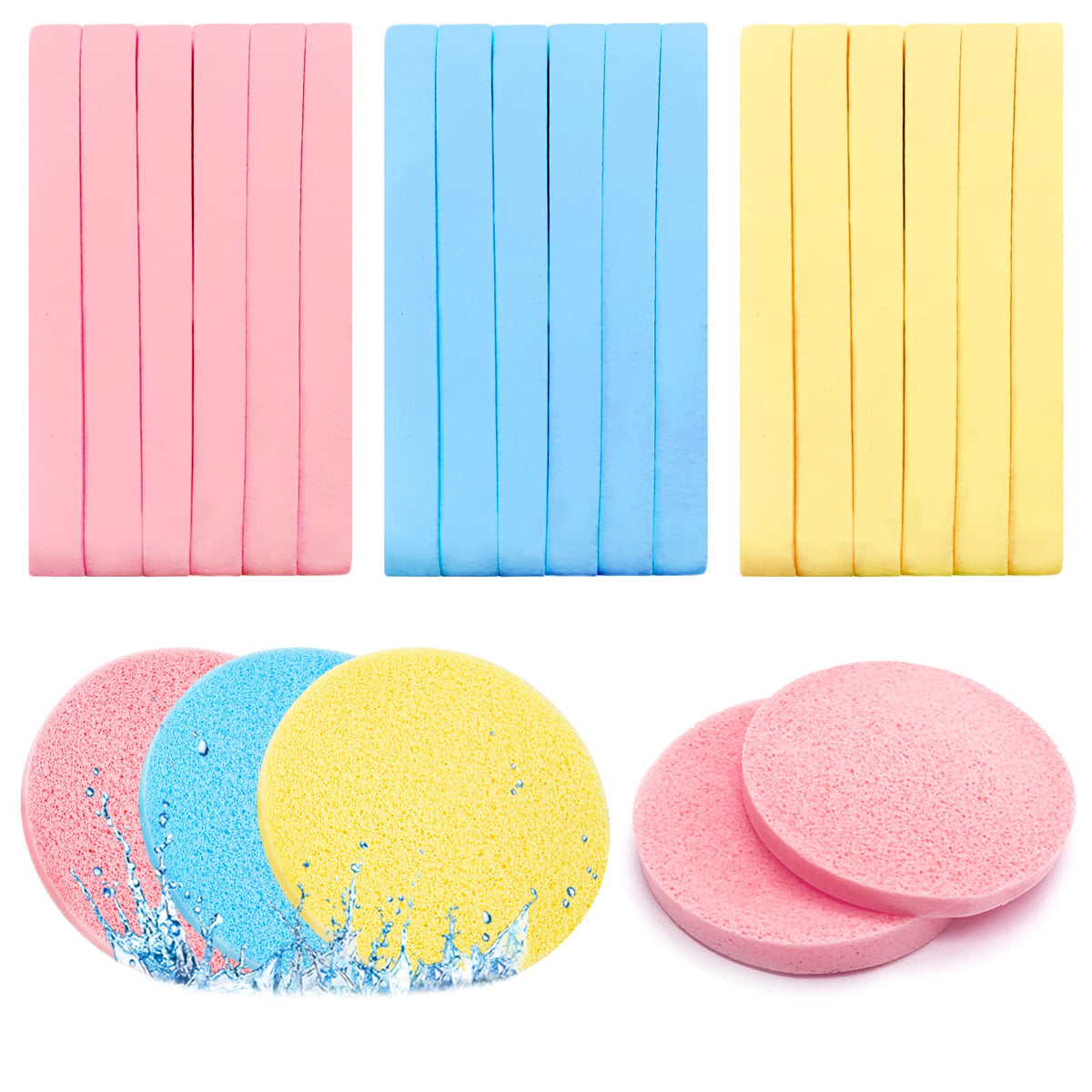 Gddochn compressed facial sponge pink closeup showing soft texture for gentle makeup removal.