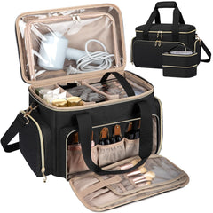 GDNasist large makeup bag side view showing spacious storage for cosmetics