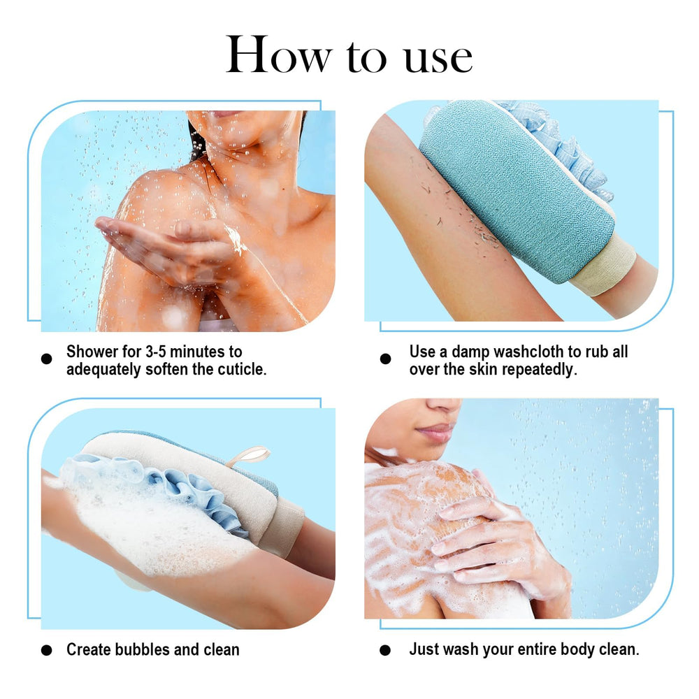 Guante exfoliante Gdrctica ofrece agarre seguro para zonas difíciles.