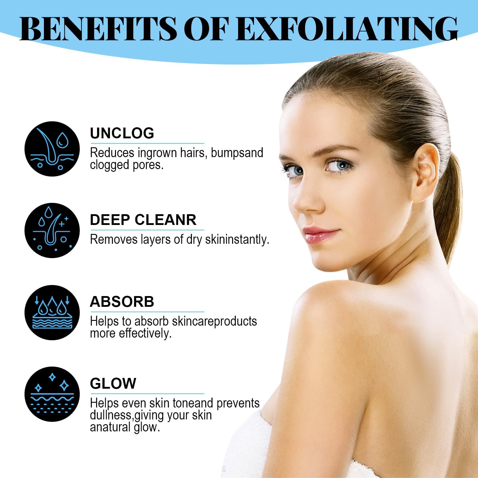 Guante exfoliante Gdrctica secado rápido y práctico para colgar tras la ducha.