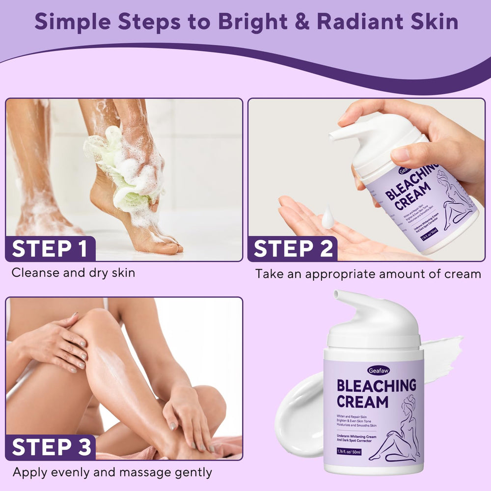 Geafaw crema aclaradora para áreas íntimas, suaviza el tono sin irritar.