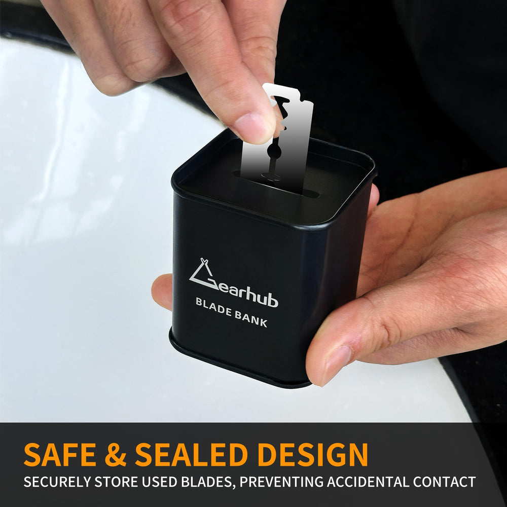 Gearhub Blade Bank blade-slot design enables easy drop-in disposal of used blades.