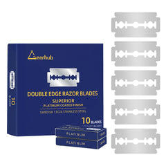 Gearhub Premium 10-count double edge blades in a pack for precise shaves.