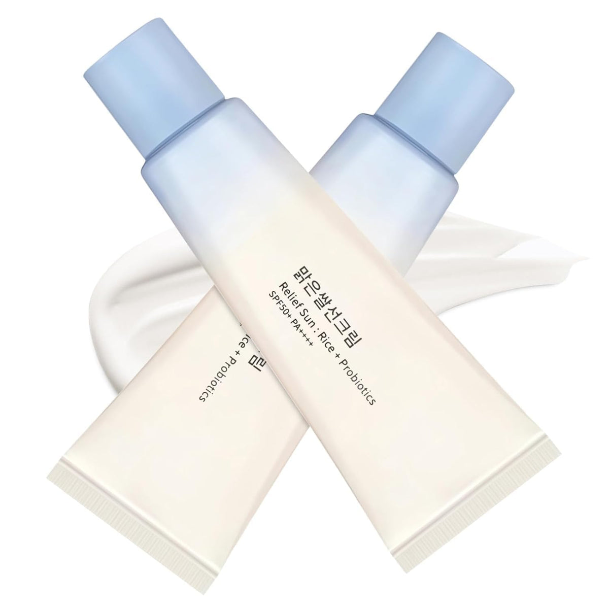 GEBUTP Relief Sun Organic Sunscreen SPF50 tube with lightweight, non-greasy protection.