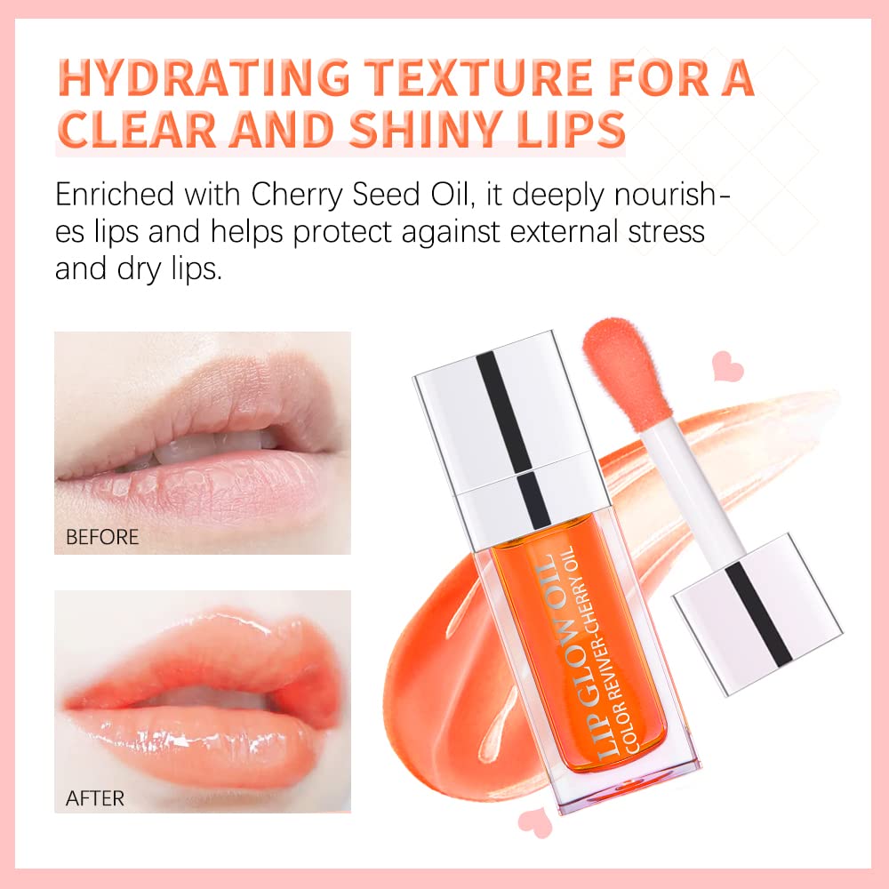 GECOMO Lip Glow Oil Cherry tone on lips during application