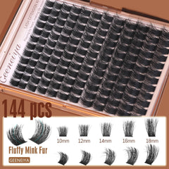Geeneiya 10-18mm lash clusters mix enables versatile, wispy styles.