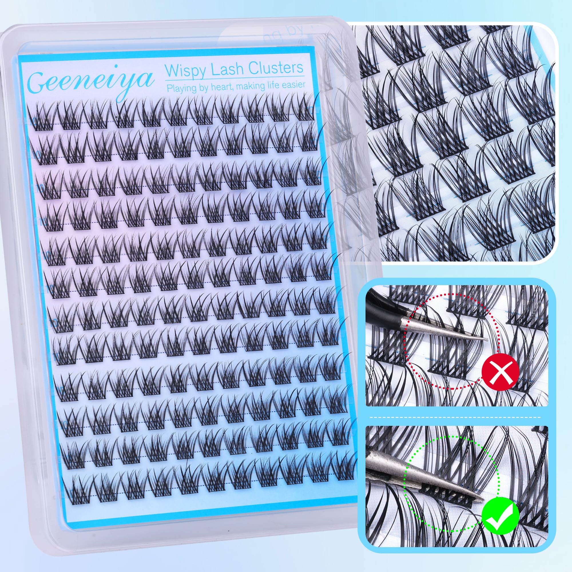 Geeneiya 144pcs wispy lash pack for versatile looks.
