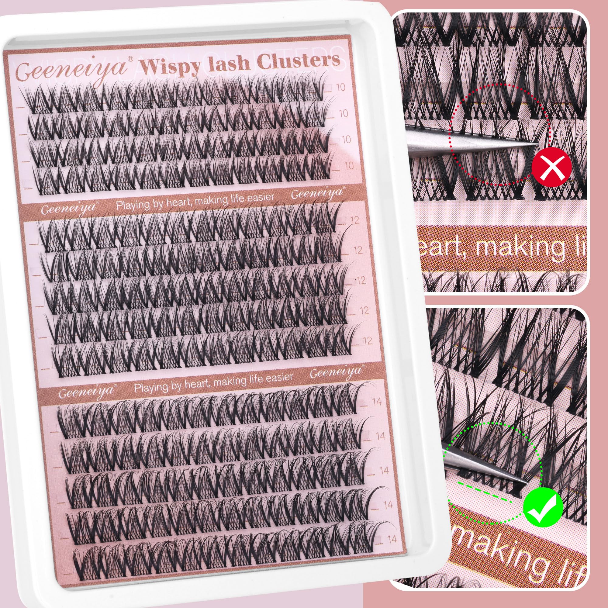 Geeneiya 14mm clusters create subtle, dramatic length.