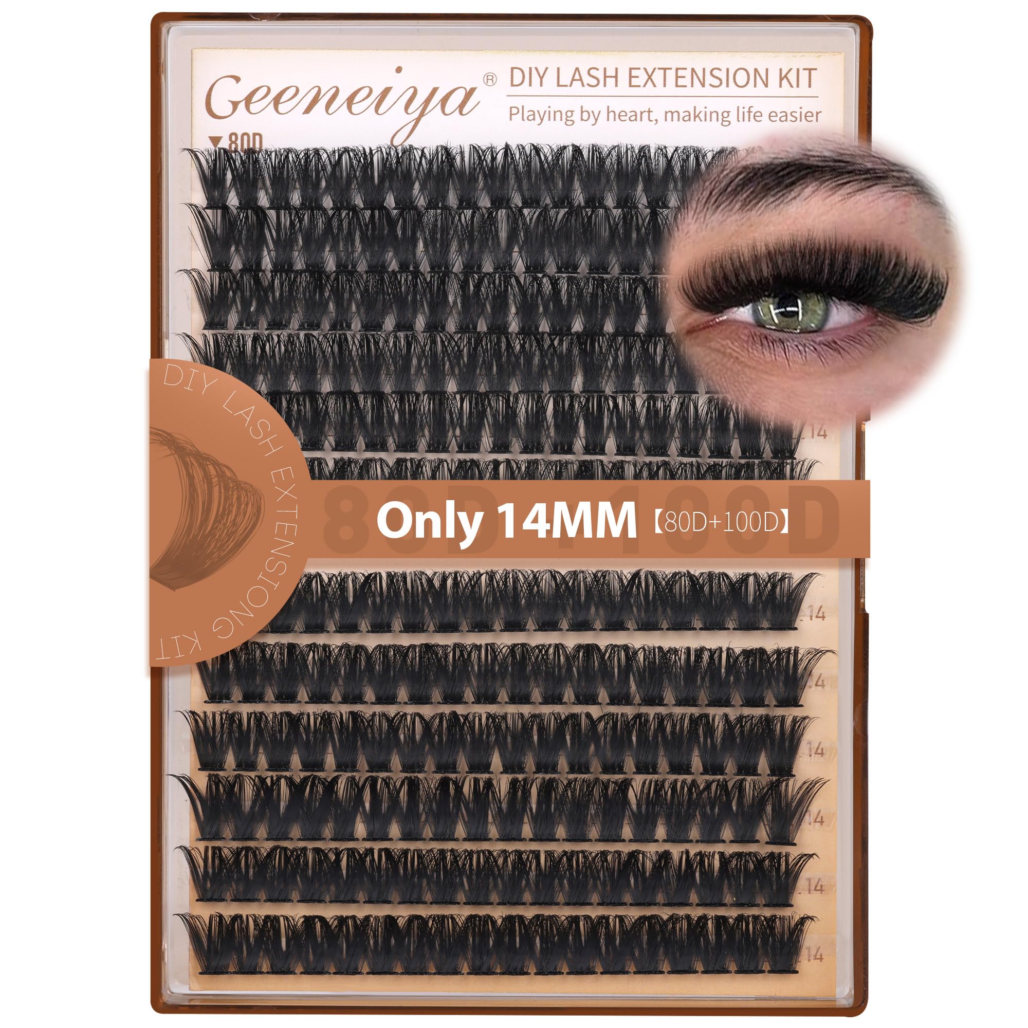 Geeneiya 14MM Volume Lash Clusters Kit for a natural daily lash look.