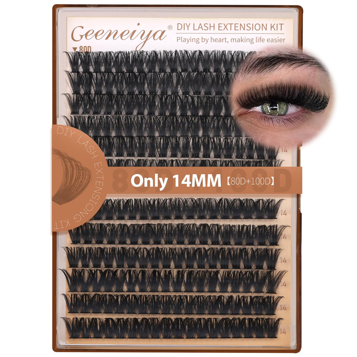 Geeneiya 14MM Volume Lash Clusters Kit for a natural daily lash look.