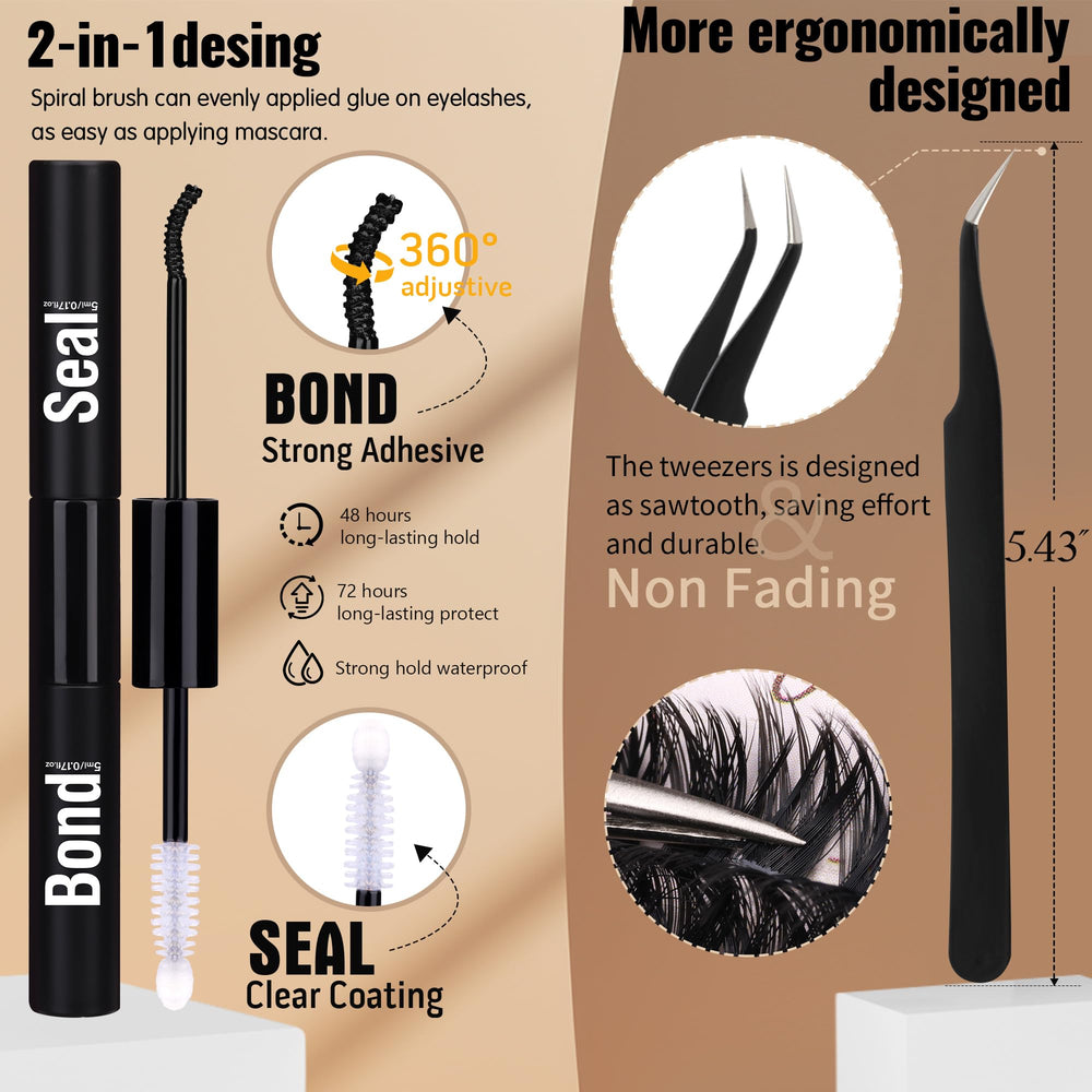 Geeneiya 16-18mm cluster lashes for fuller, dramatic looks.