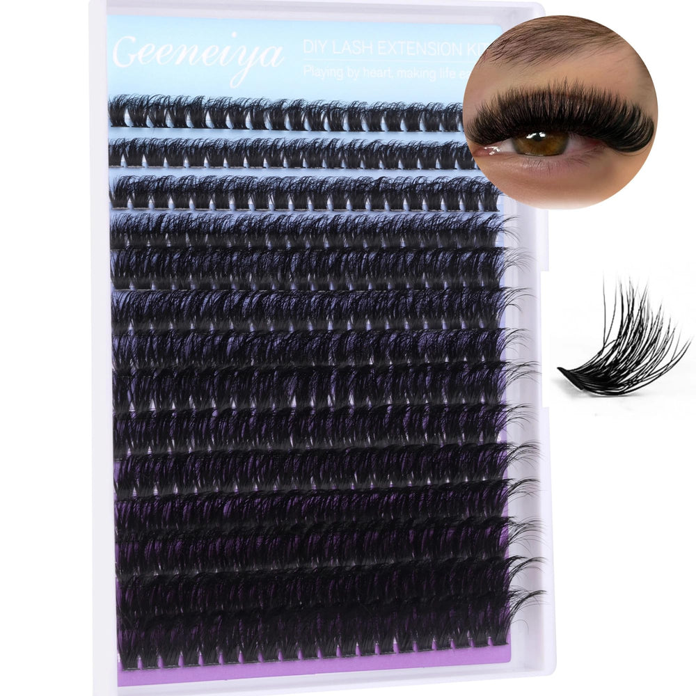 Geeneiya 80D lash clusters kit with 280 pieces for at-home full lashes.