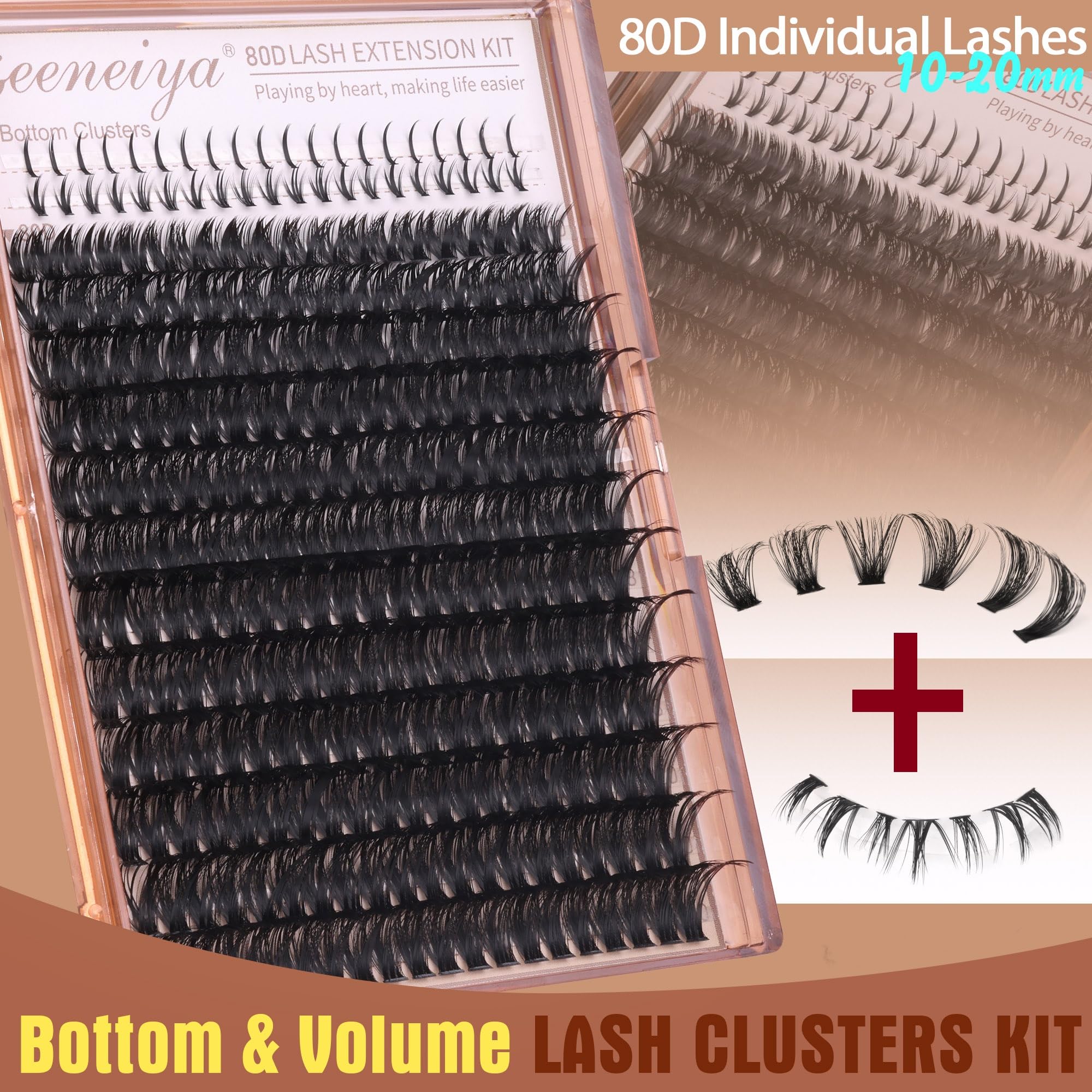 Geeneiya 80D volume cluster eyelashes deliver a fuller look at home.