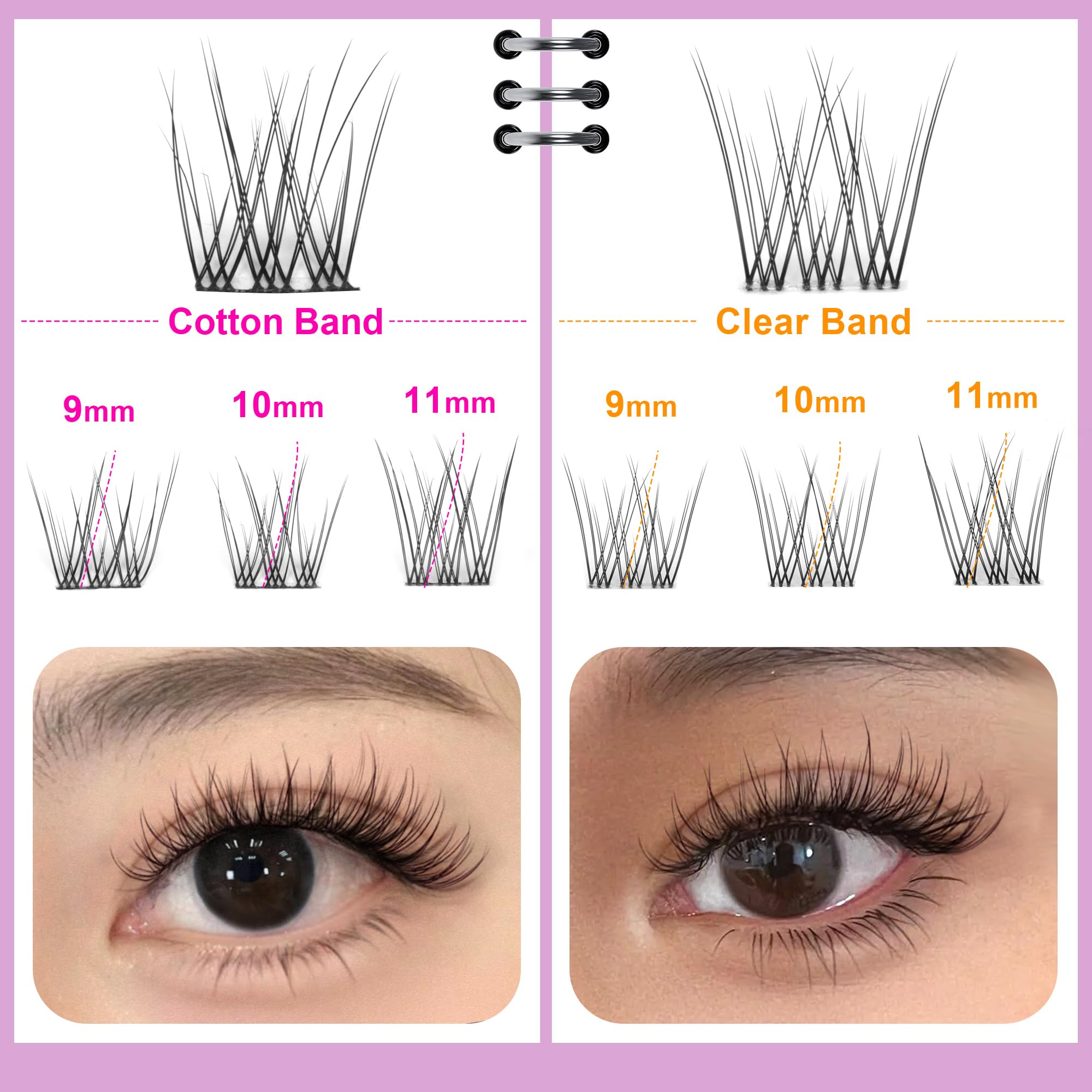 Geeneiya Black Cotton Band lash clusters provide a subtle eyeliner lift and comfortable wear.