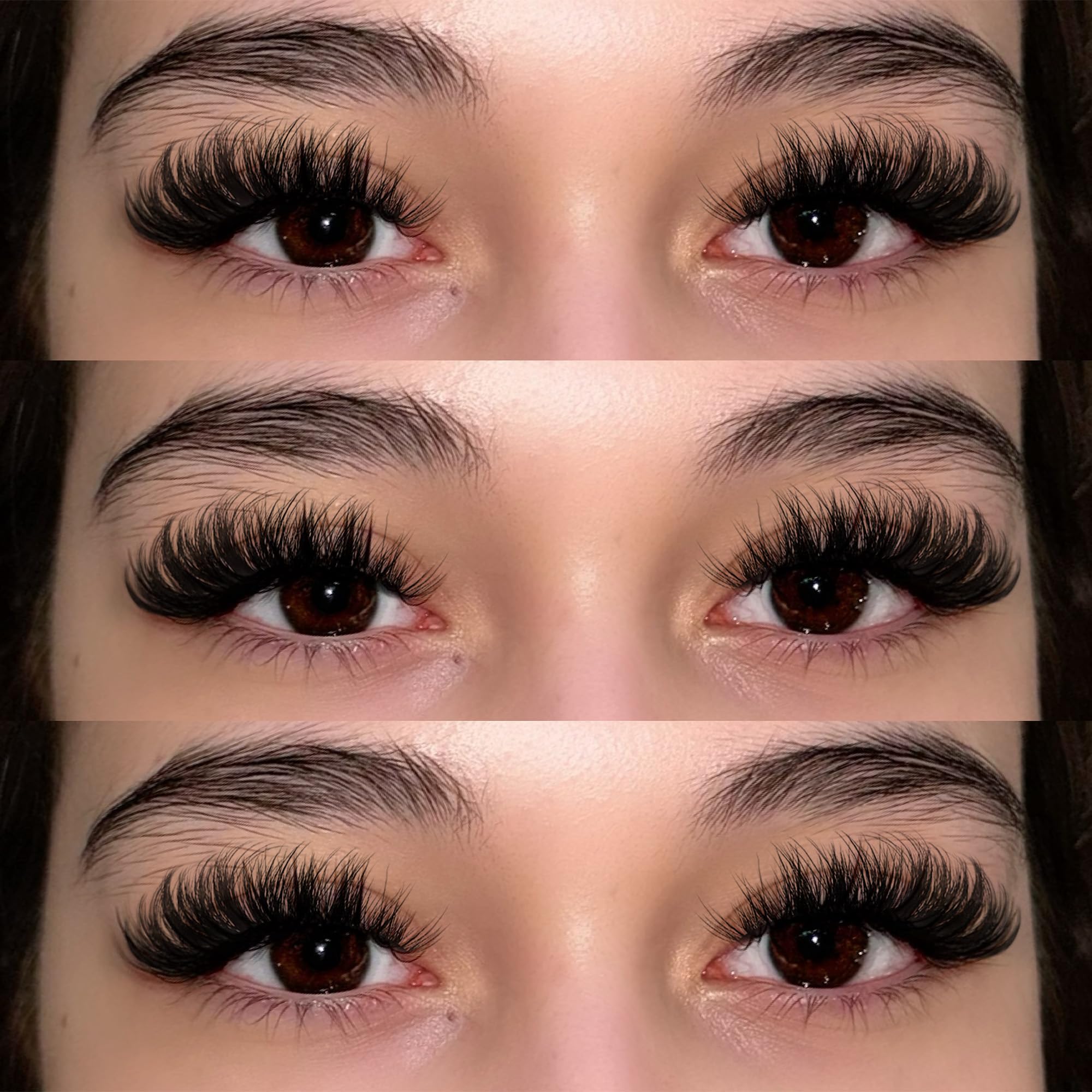 Geeneiya cat-eye or dramatic looks with cluster lashes.
