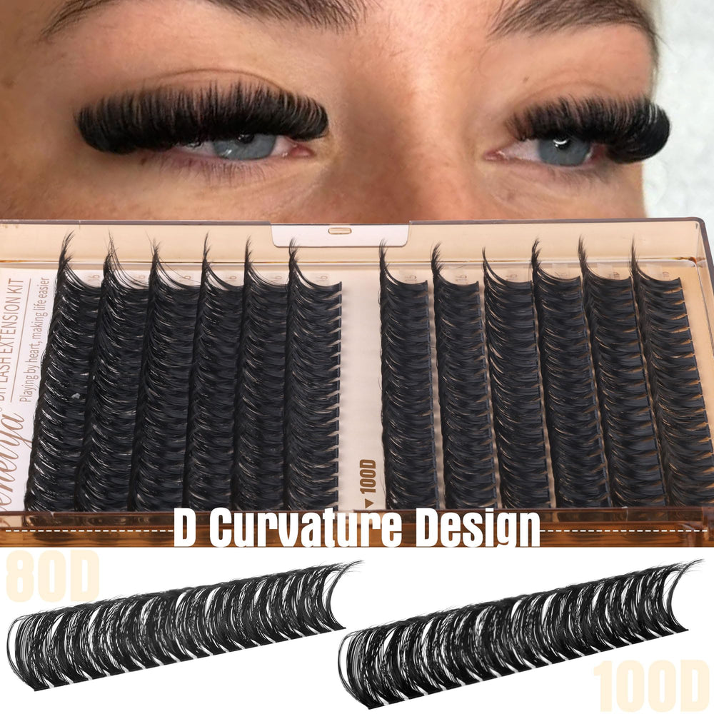 Geeneiya D curl lash extensions kit enables precise, seamless application.