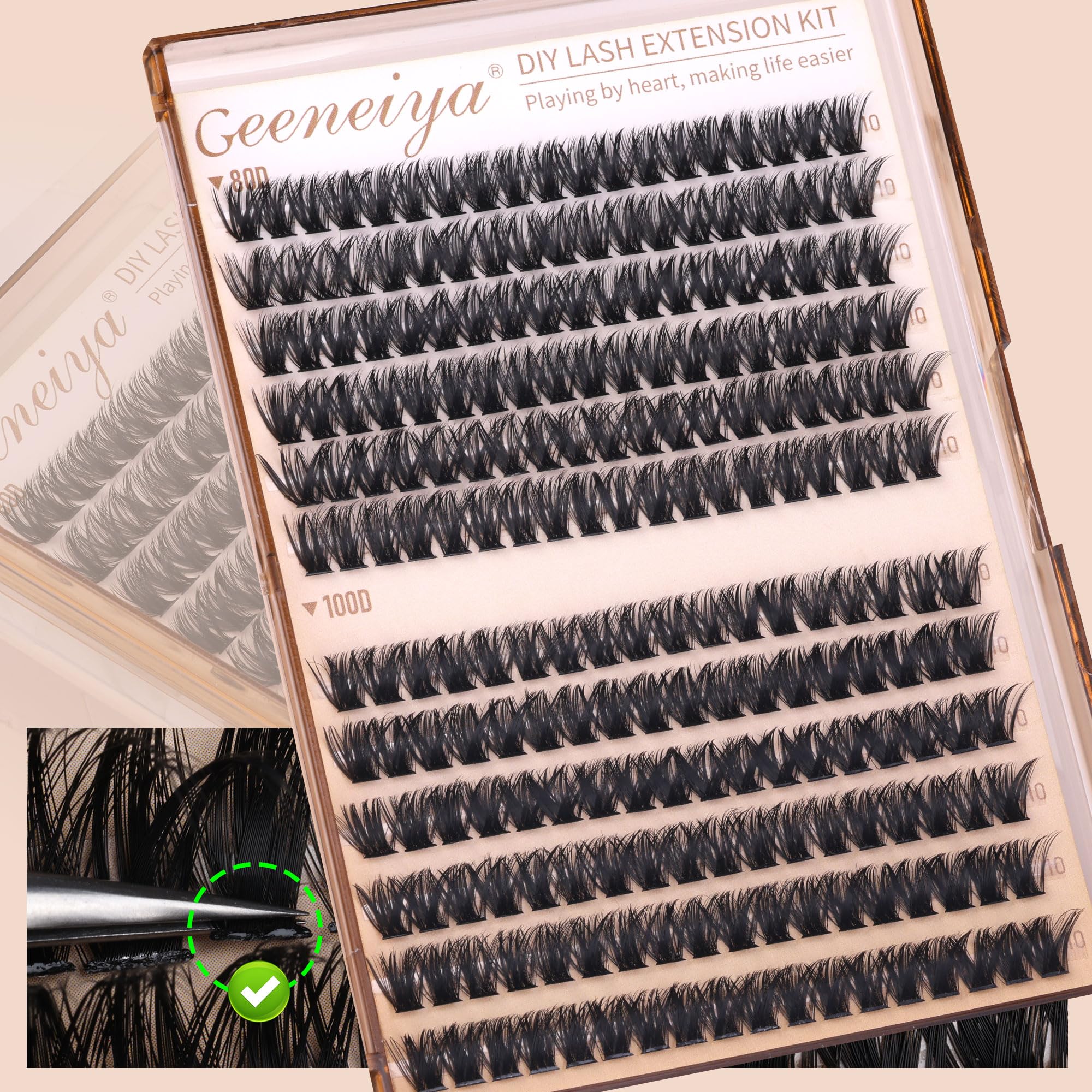 Geeneiya easy-application lash clusters enable DIY lash artistry at home.