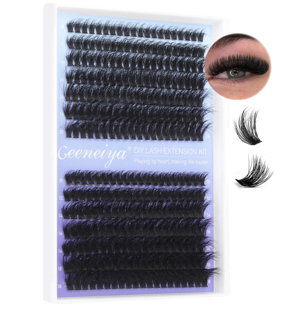 Geeneiya eyelash clusters pack 280pcs for at-home DIY full lashes.