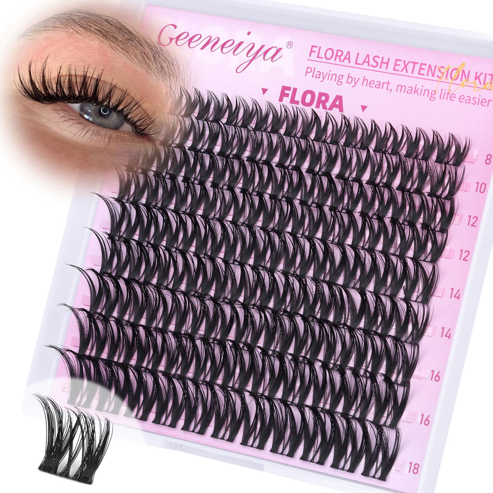 Geeneiya Flora Lash Clusters close-up showing wispy natural volume