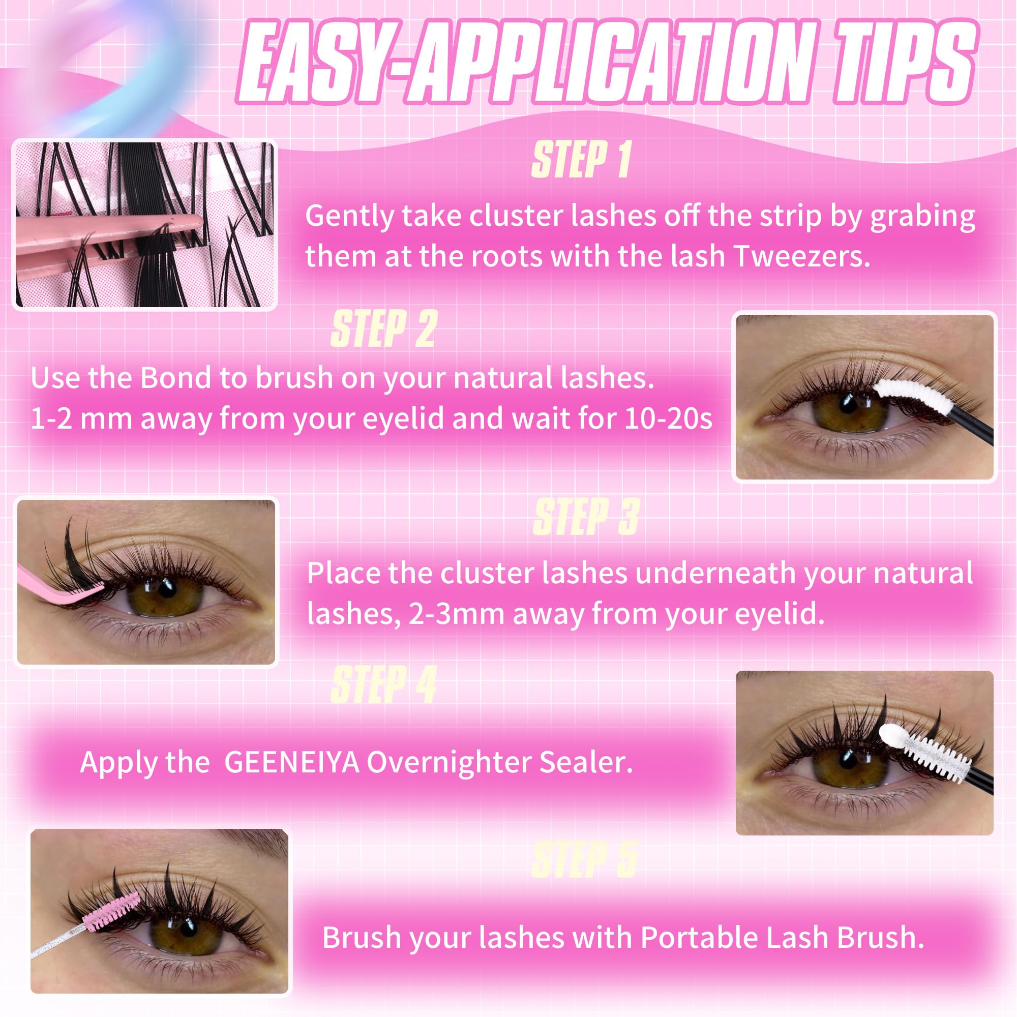 Geeneiya vegan, cruelty-free lash bands designed for comfortable wear.