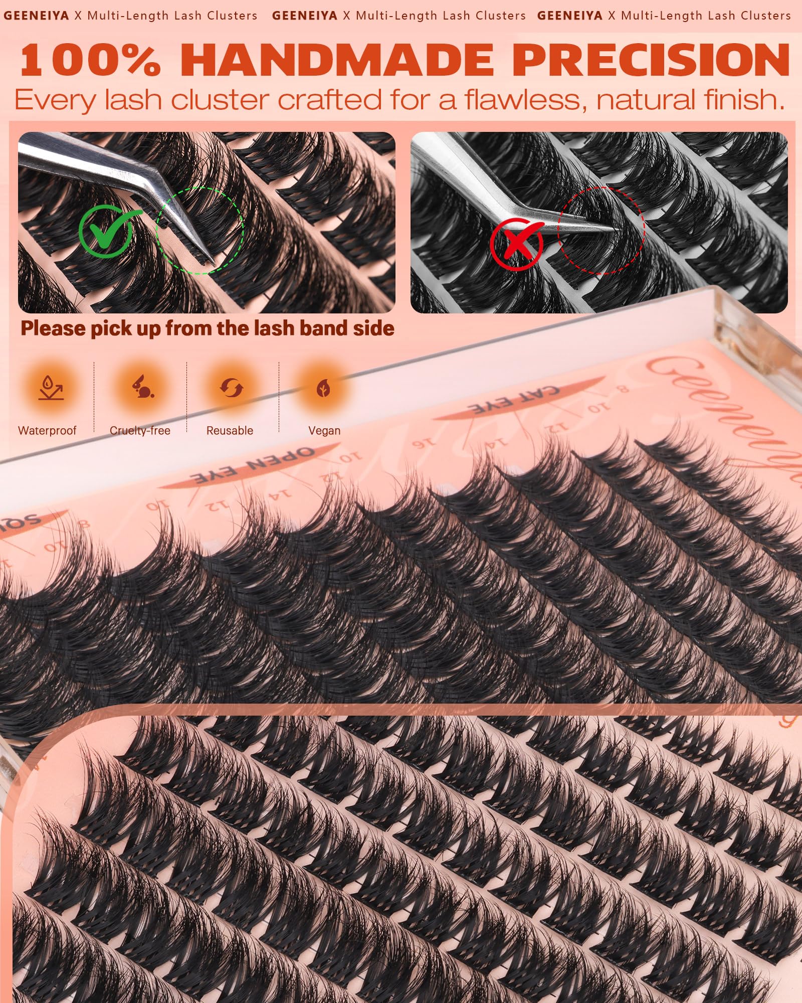 Geeneiya Fluffy Lash Clusters deliver fuller, denser lashes with lightweight feel.