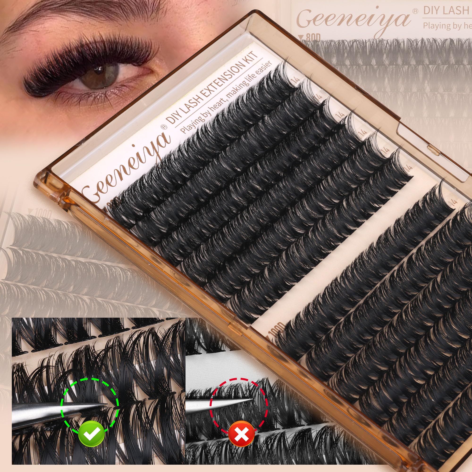 Geeneiya Lash Application Guide shows clean, professional-style application.