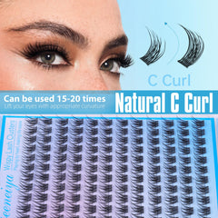Geeneiya lash clusters 10mm C curl blend with real lashes.