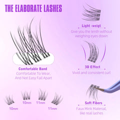 Geeneiya lash clusters in black cotton band lift eyes