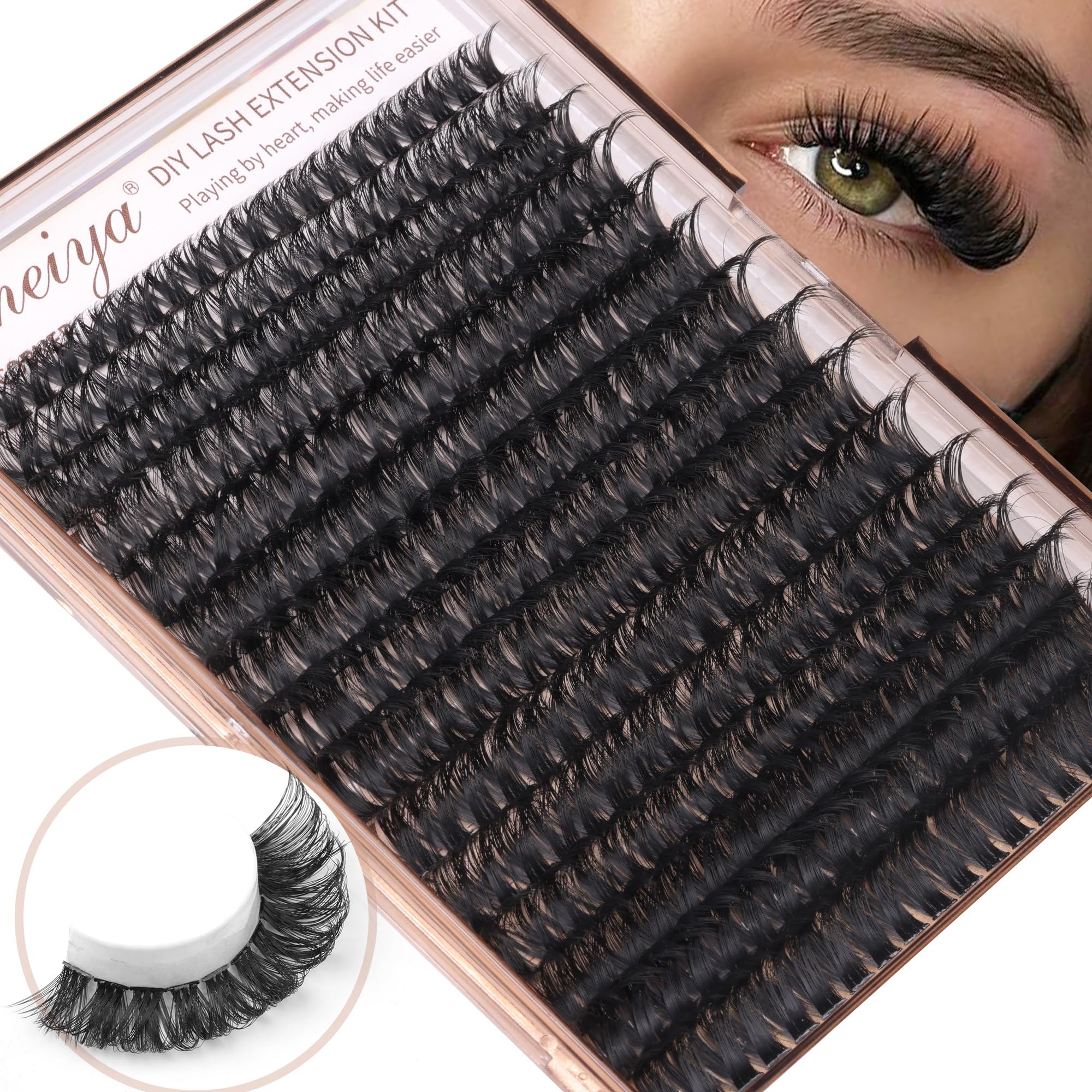 Geeneiya lash clusters D Curl 300pcs offer salon-like DIY lash flexibility