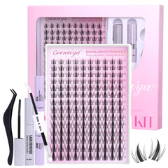 Geeneiya Manga Lashes Clusters Kit close-up with invisible band for natural blend