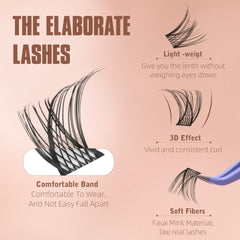 Geeneiya matte black faux mink lash clusters for durable lightweight wear.