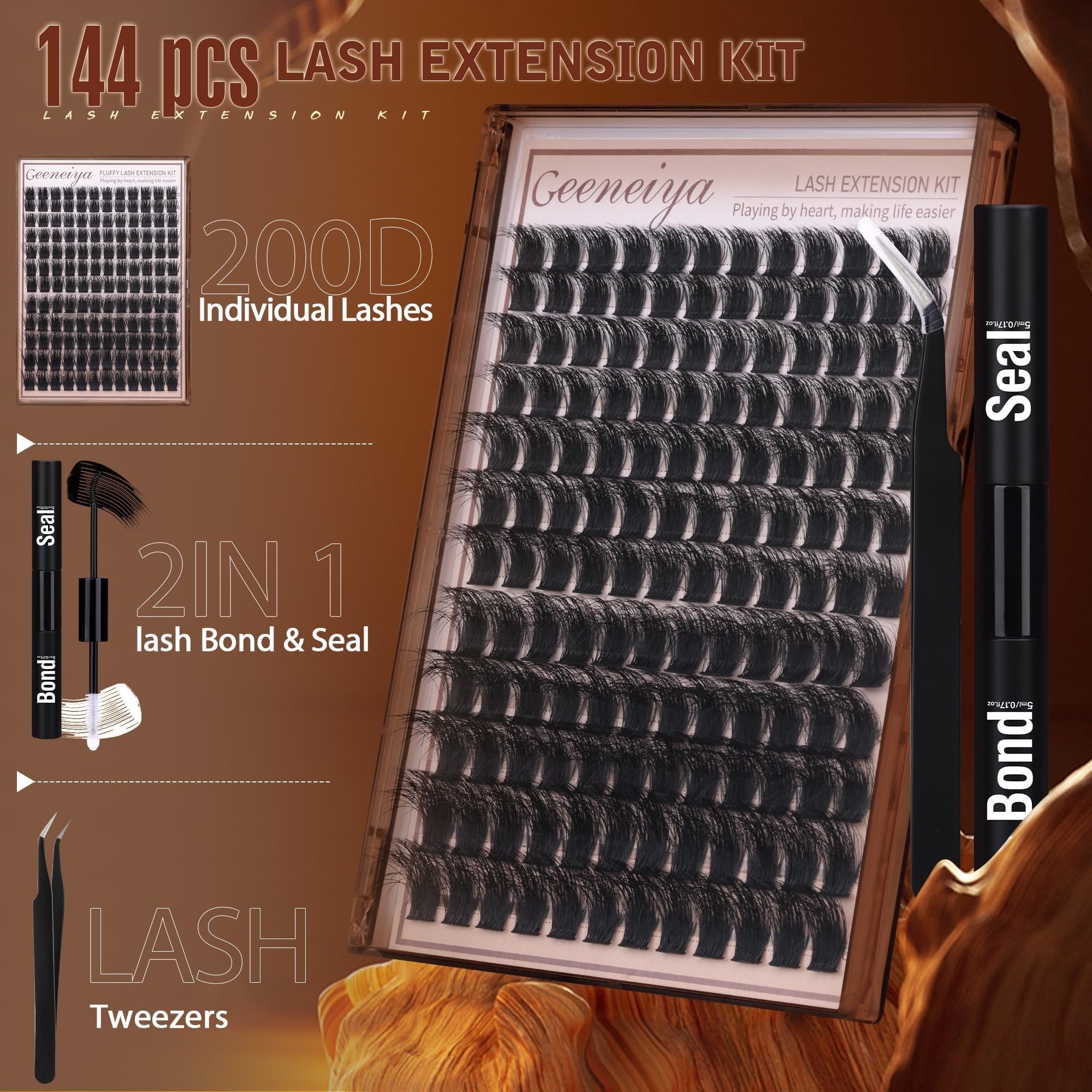 Geeneiya matte black wispy clusters for natural-looking lashes.