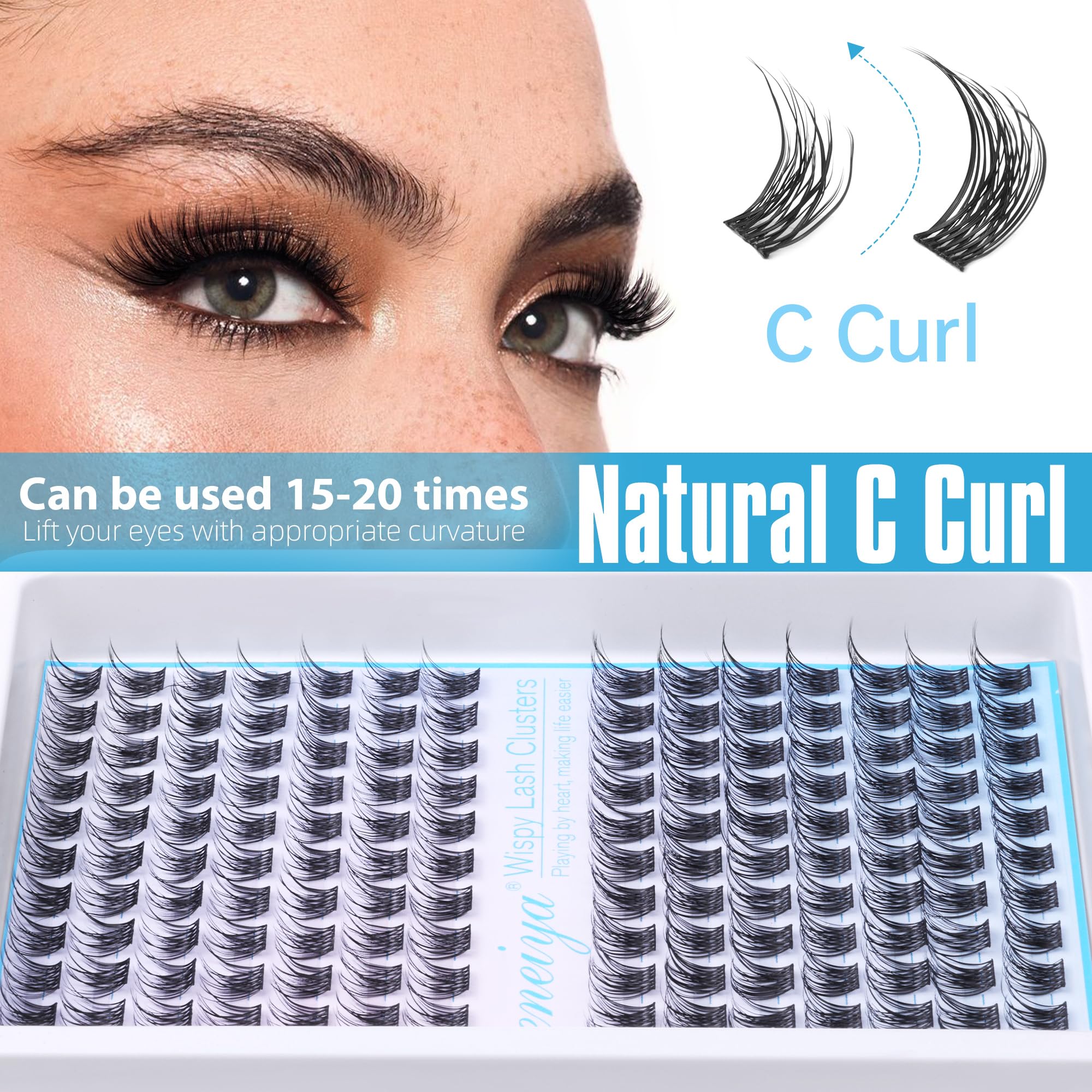 Geeneiya natural-look clusters blending seamlessly with existing lashes