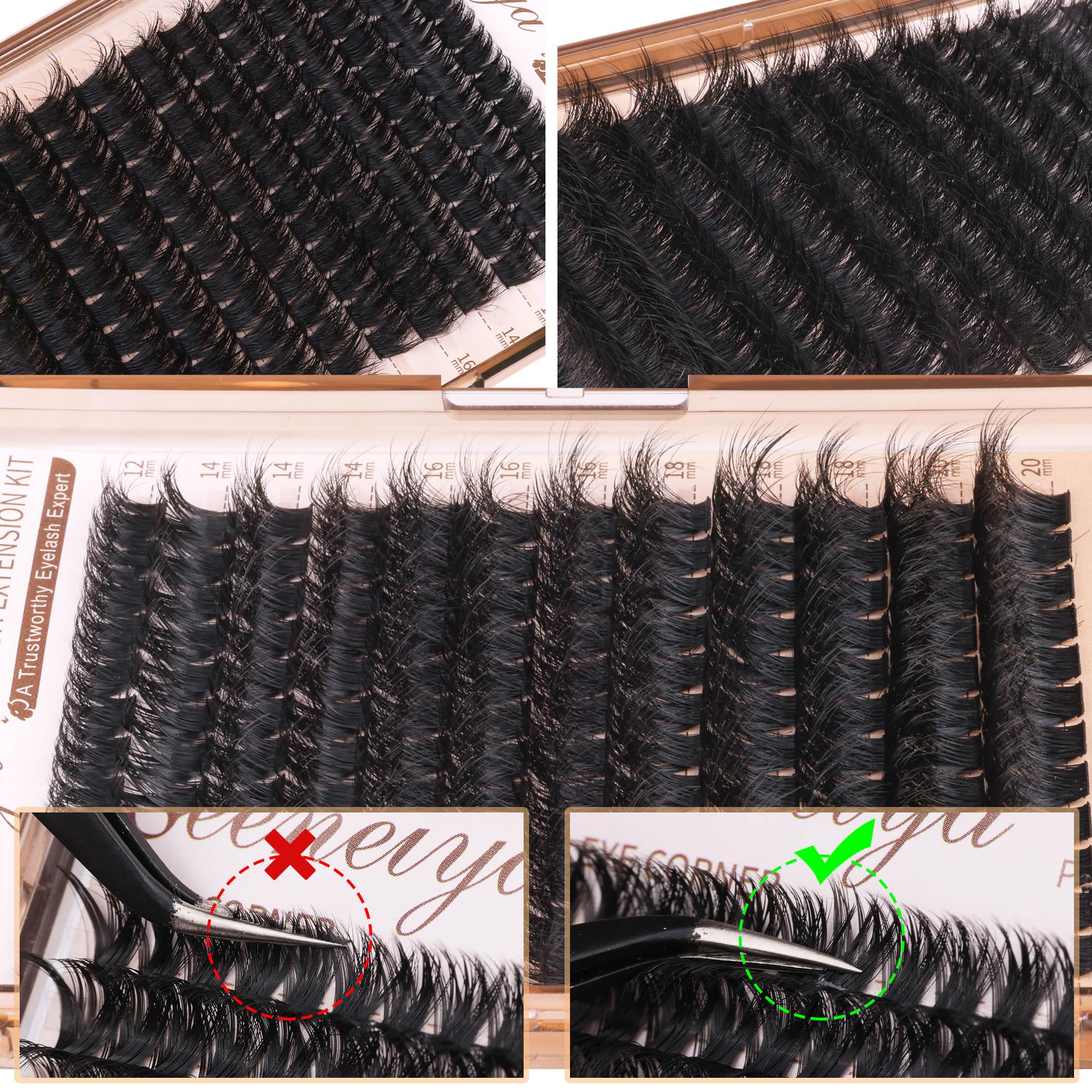 Geeneiya premium lash tweezers for precise cluster placement