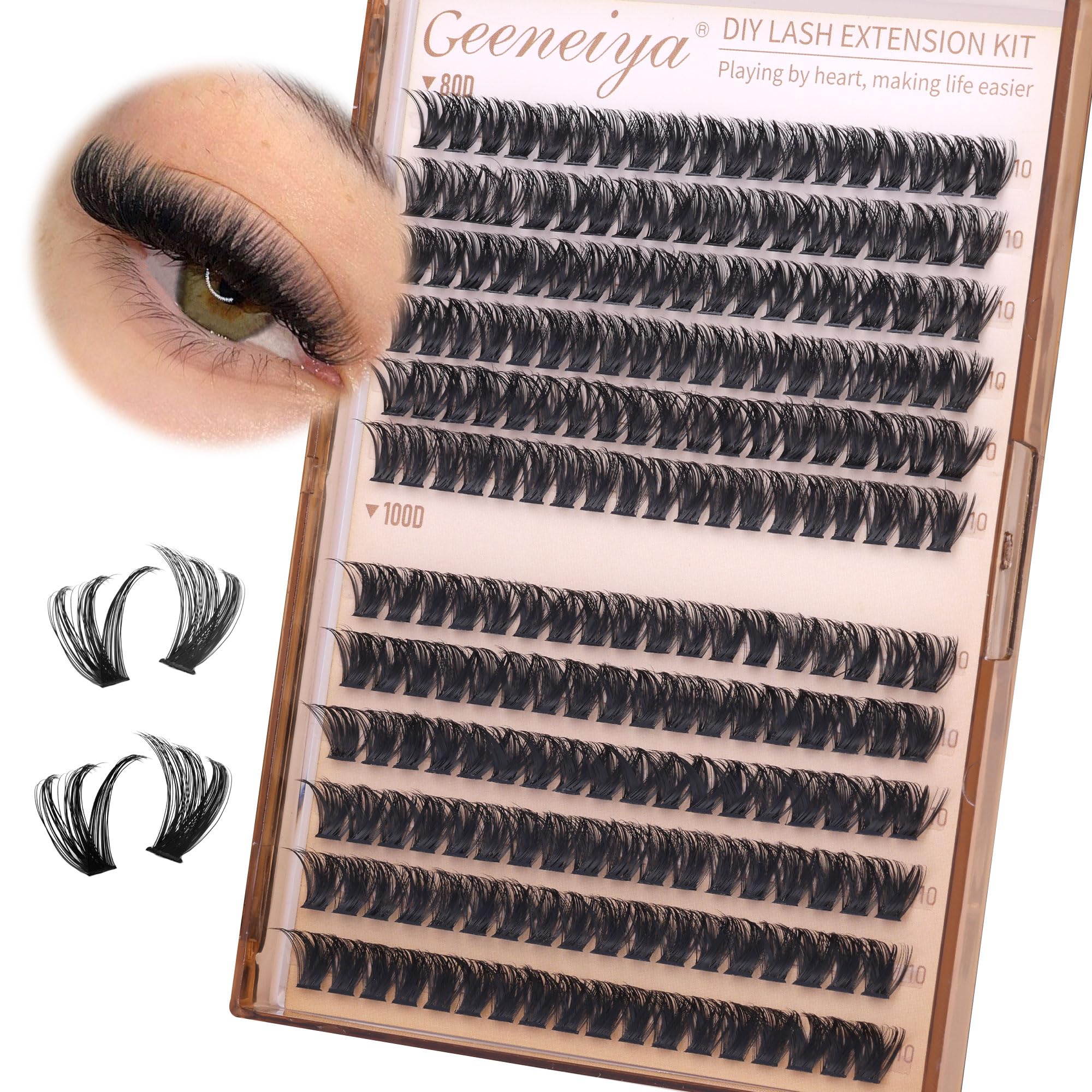 Geeneiya refill lash clusters extend wear and customize your lash map.
