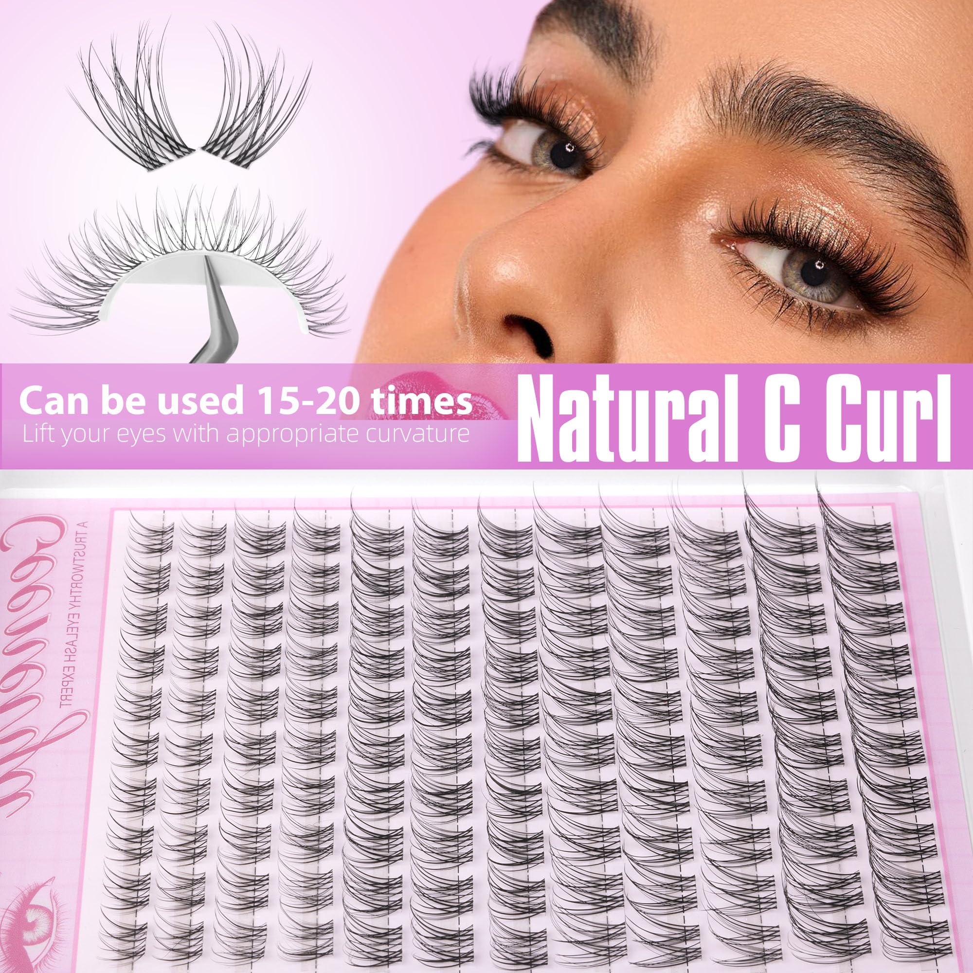 Geeneiya salon-quality results at home with DIY lash clusters kit.