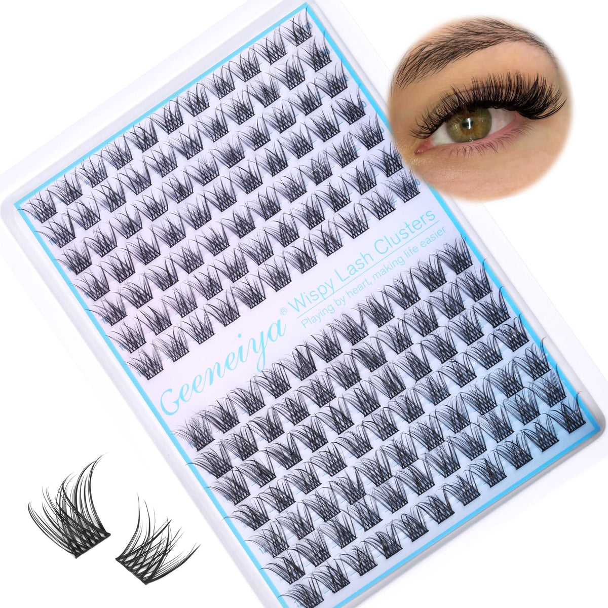 Geeneiya short lash clusters in wispy C curl for natural-looking volume