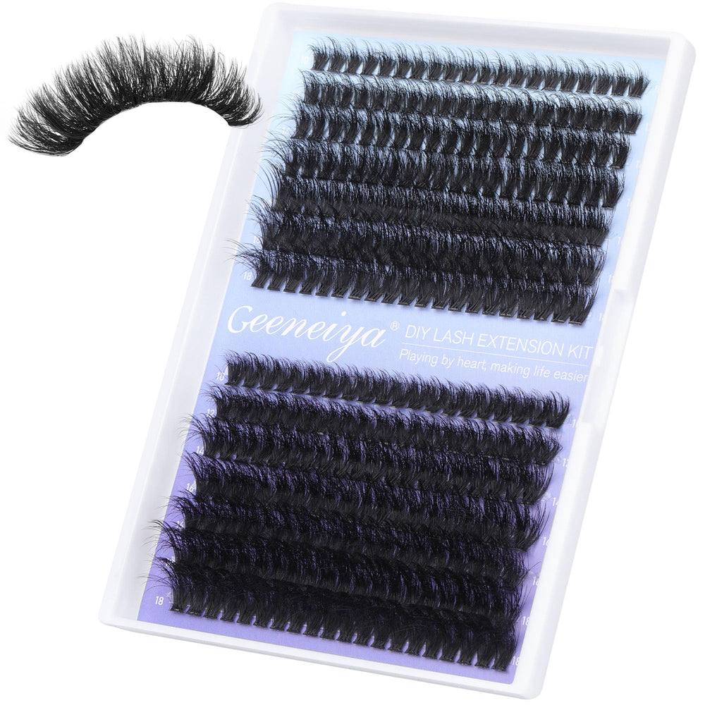 Geeneiya tweezers and guide for DIY lash application.